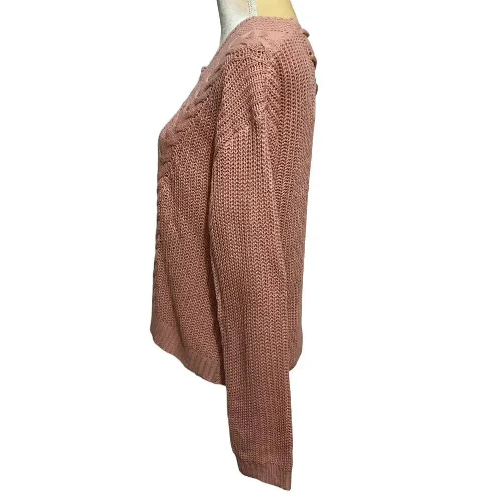 Crave Fame NWT Rose Pink Knit Sweater Juniors L